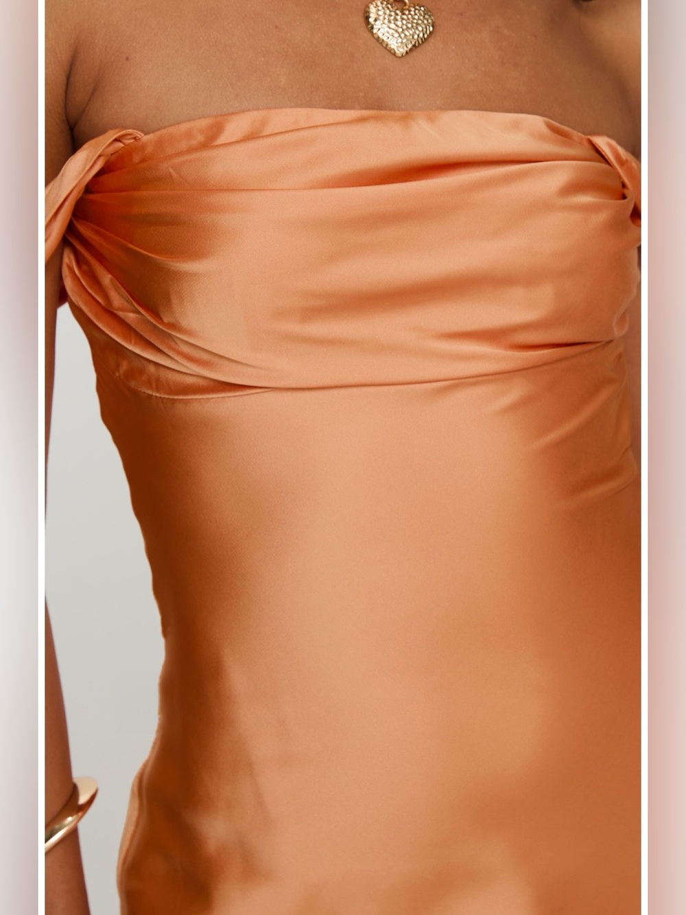 Princess Polly Zabbarra Off the Shoulder Satin Minidress Size 12 Orange - Picture 5 of 10
